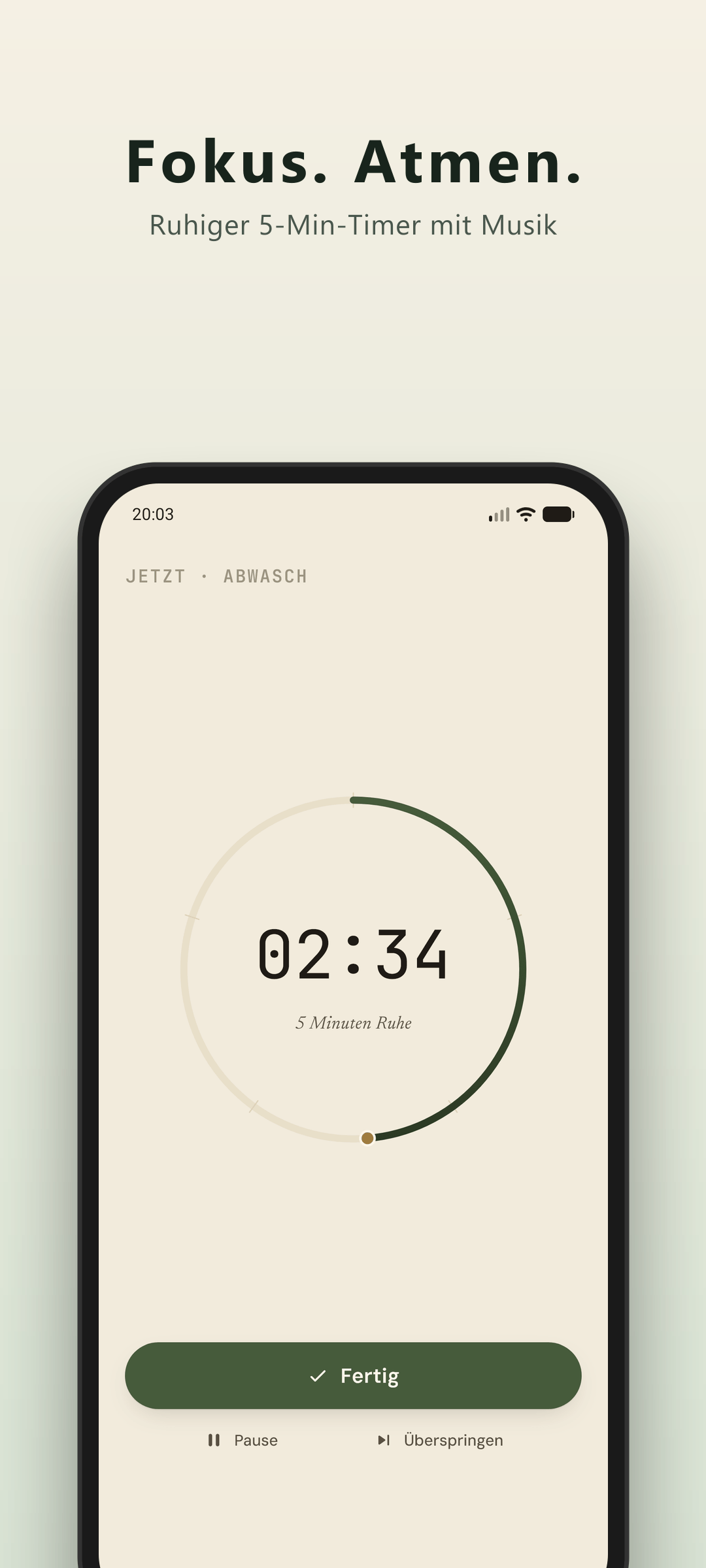 Humwheel 5-Minuten-Fokus-Timer mit Atemkreis-Rhythmus