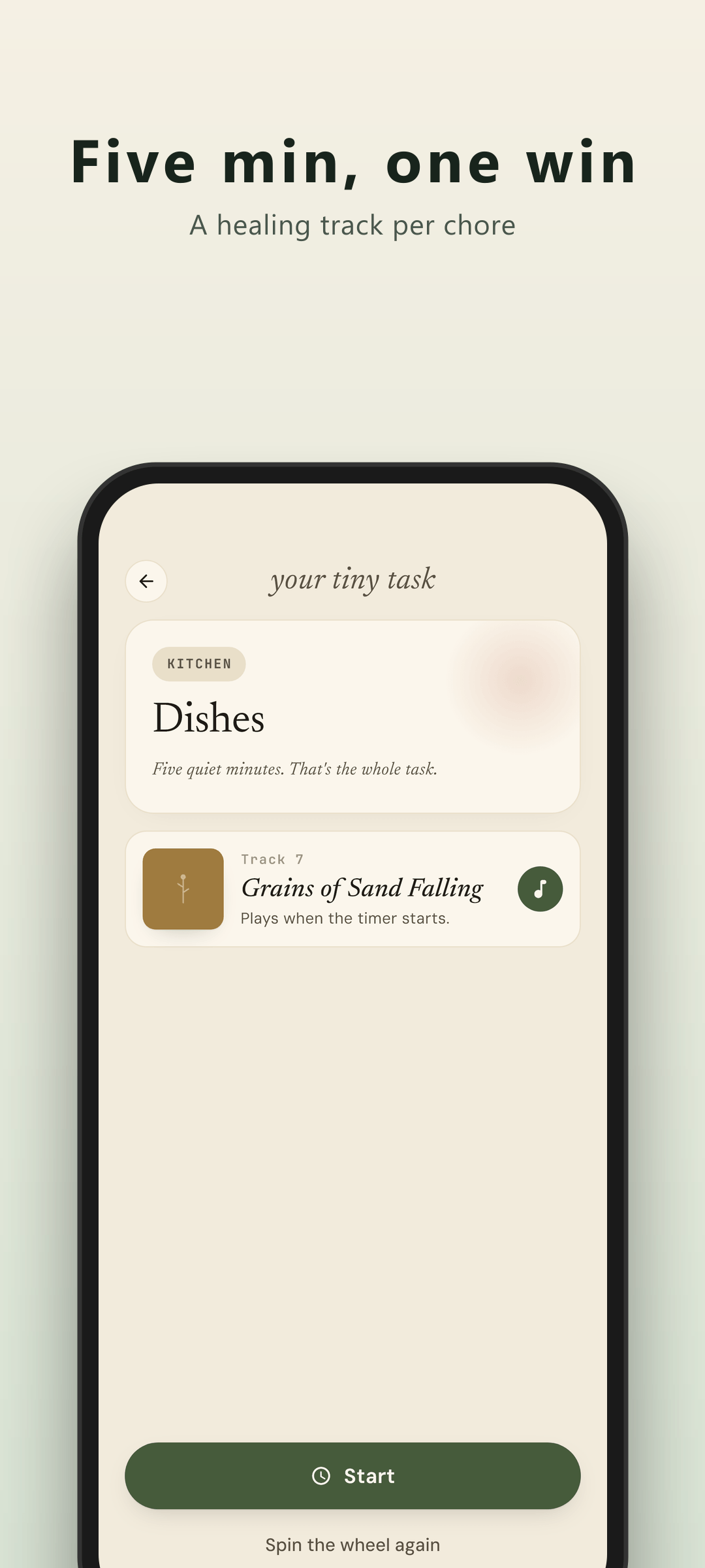 Humwheel chore result — a five-minute cleaning task picked for you