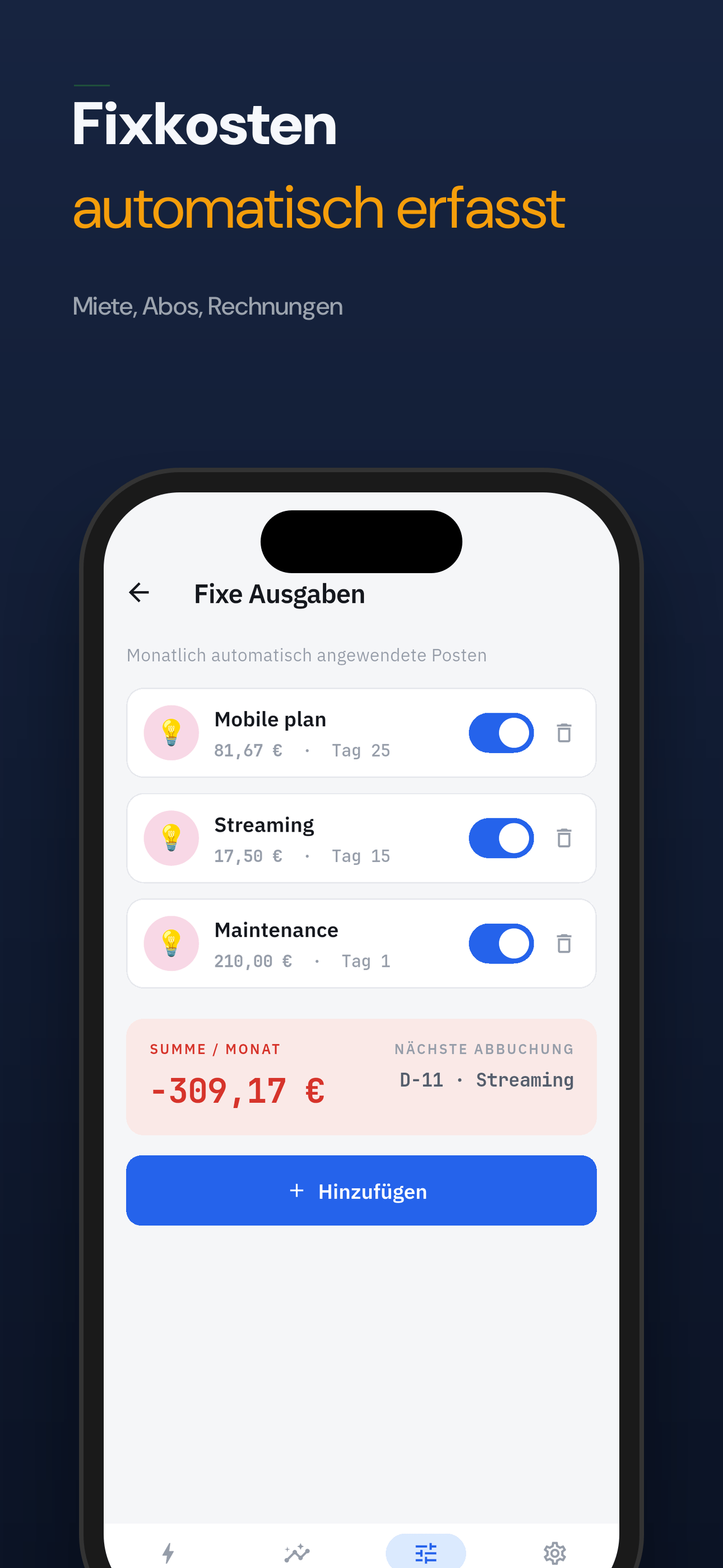 Fixkosten wie Miete, Abos und Rechnungen automatisch erfasst