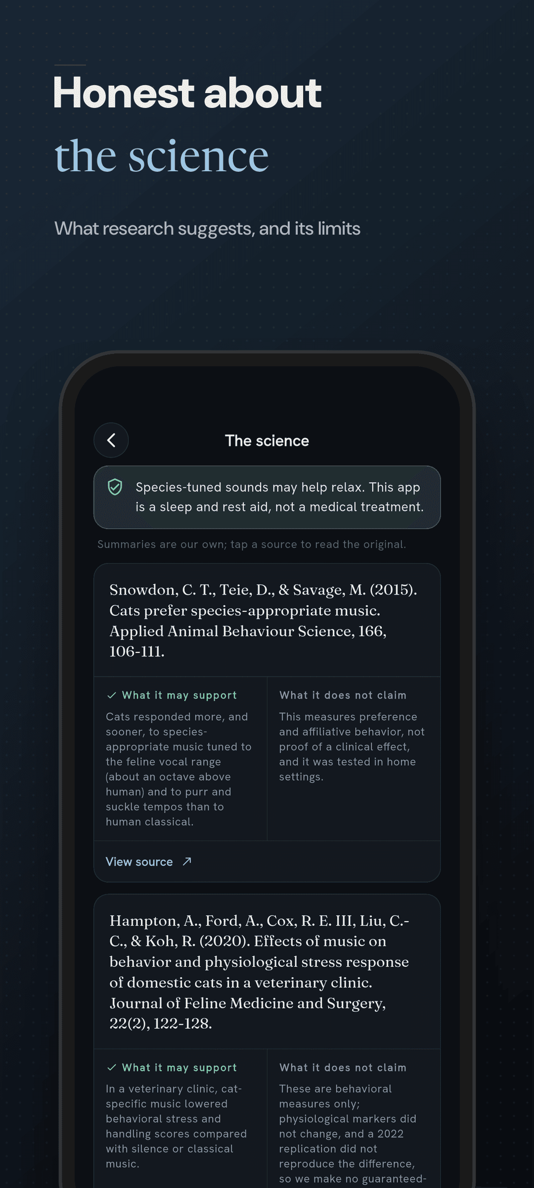 Honest evidence screen with claim and limits