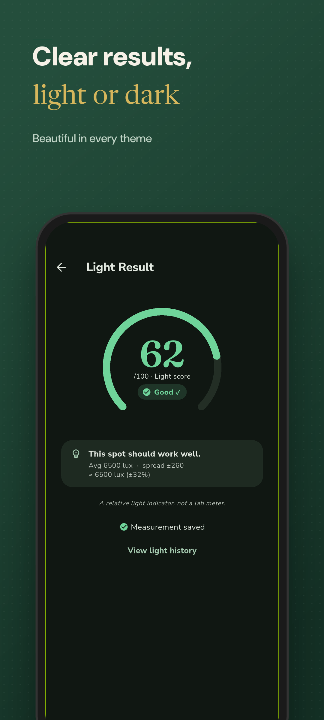 Light result in dark mode