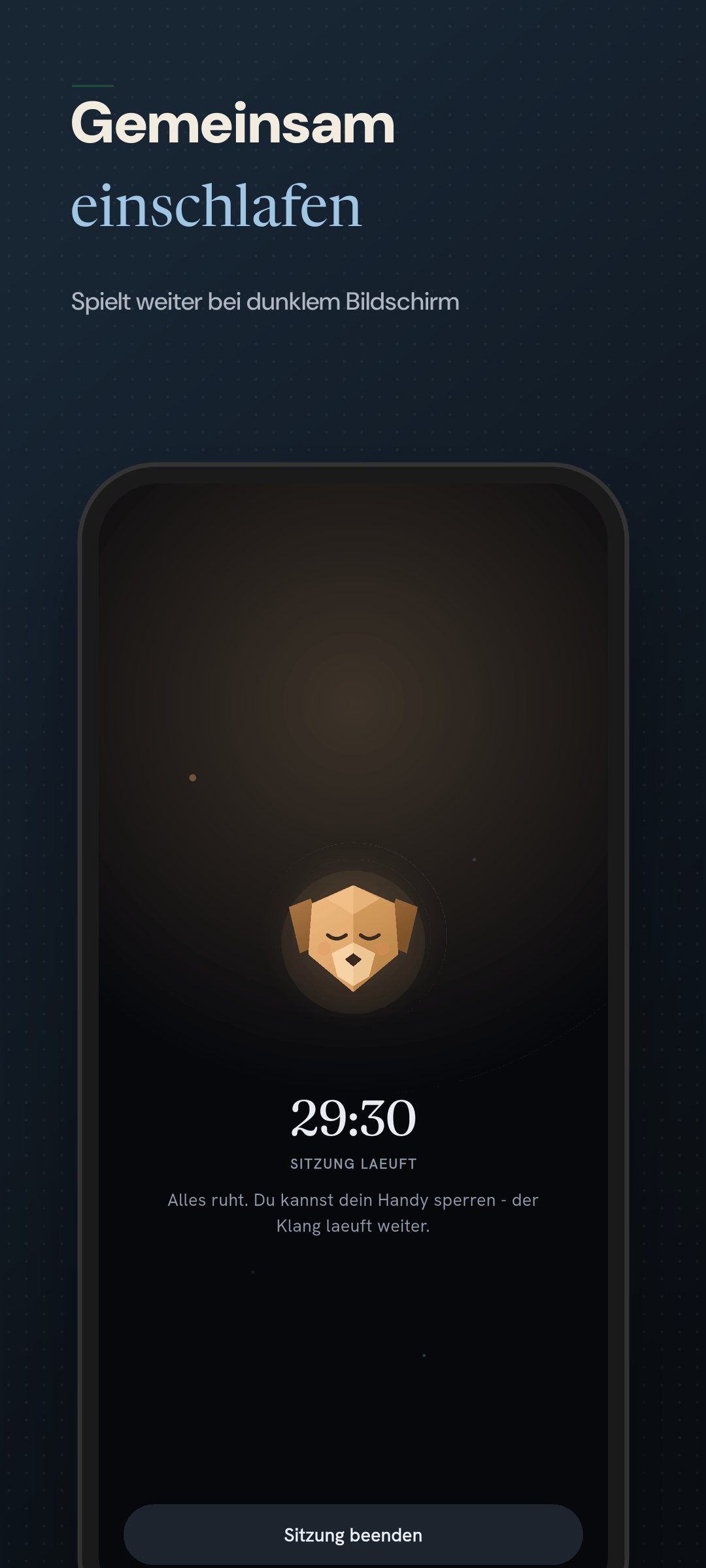 Nacht-Schlafsitzung mit Sleep-Timer-Countdown