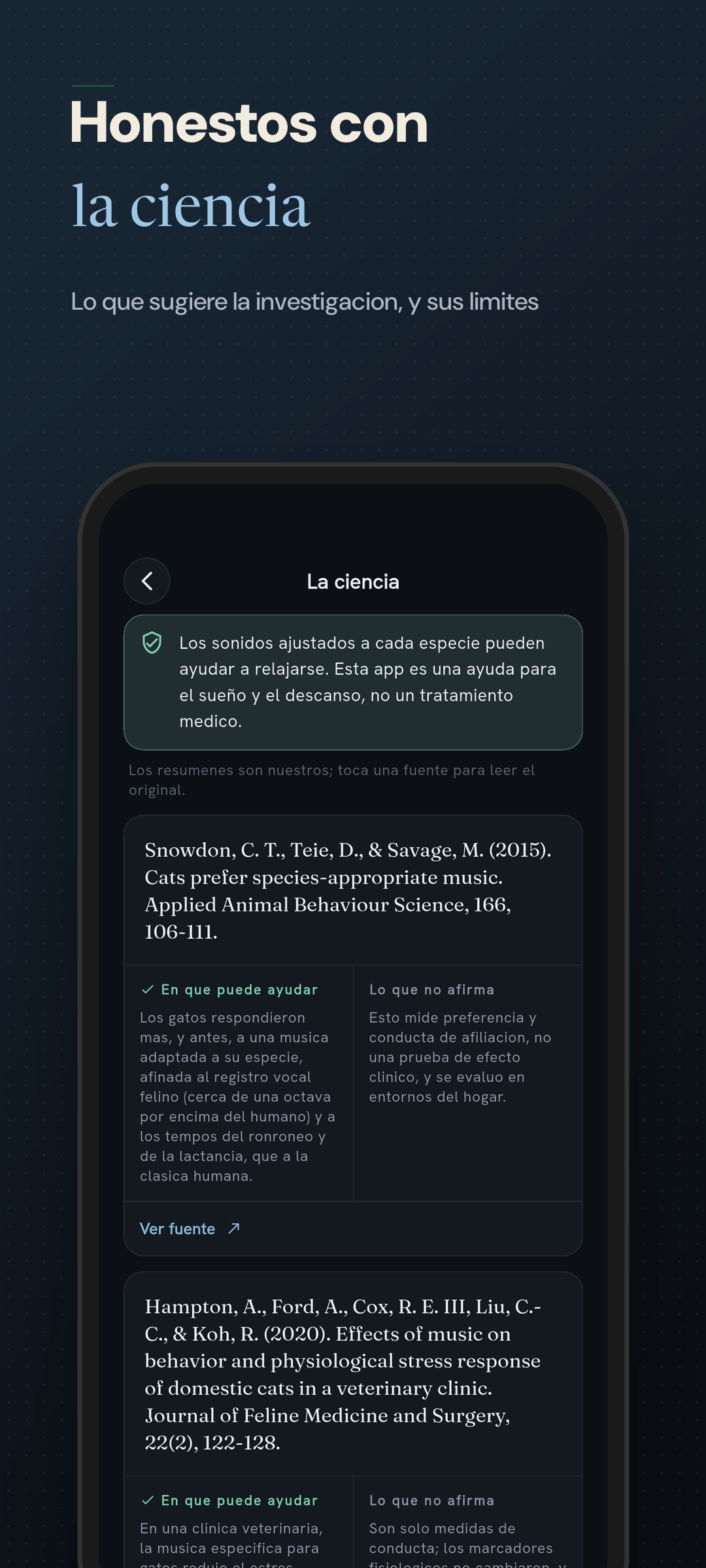 Pantalla de evidencia honesta con lo que dice y sus limites
