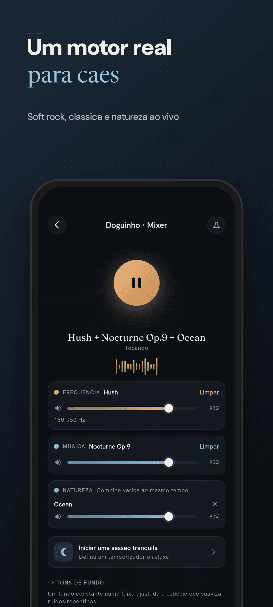 Player de cao com soft rock, classica e natureza misturados ao vivo