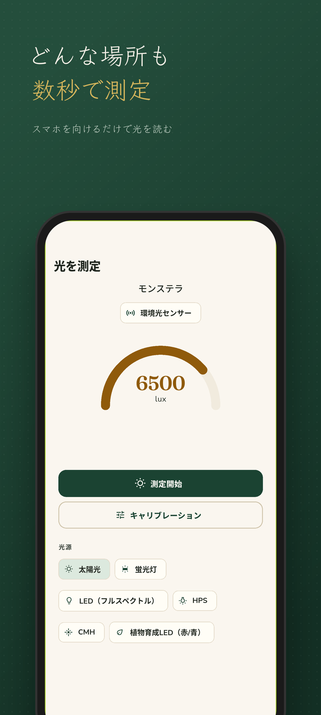 ライブluxゲージで置き場所の光を測定
