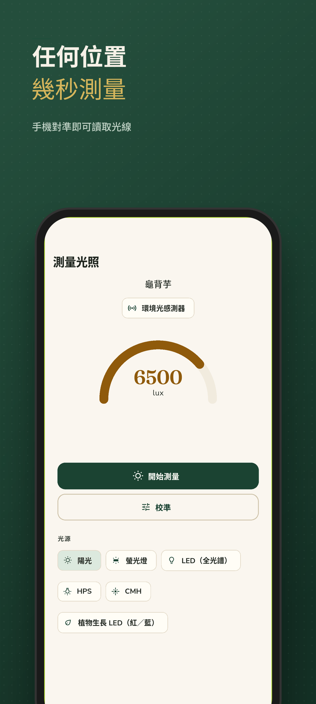 以即時 lux 量表測量位置光線