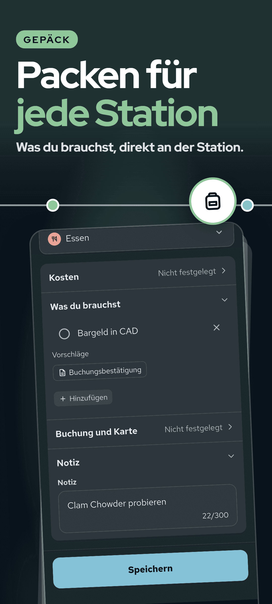 Das Fenster einer Station mit geöffnetem Abschnitt für das, was du brauchst: ein mit der Station verknüpfter Eintrag und ein Vorschlag zum Hinzufügen